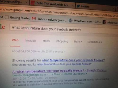 at what tempurature does your eyeballs freezes